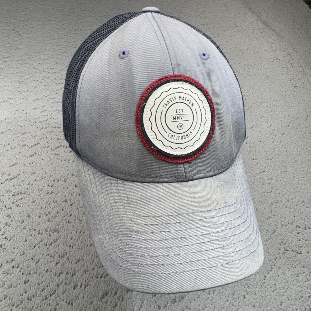 Travis Mathew Hat Cap Trucker One Size Mens Gray Mesh Adjustable Breathable